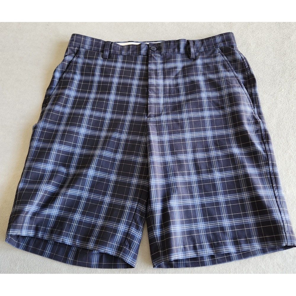 FootJoy Shorts Mens 34 Blue Plaid Golf Performance Chino Stretch FJ